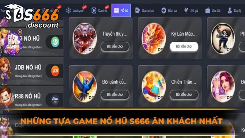 Những tựa game nổ hũ S666 ăn khách nhất